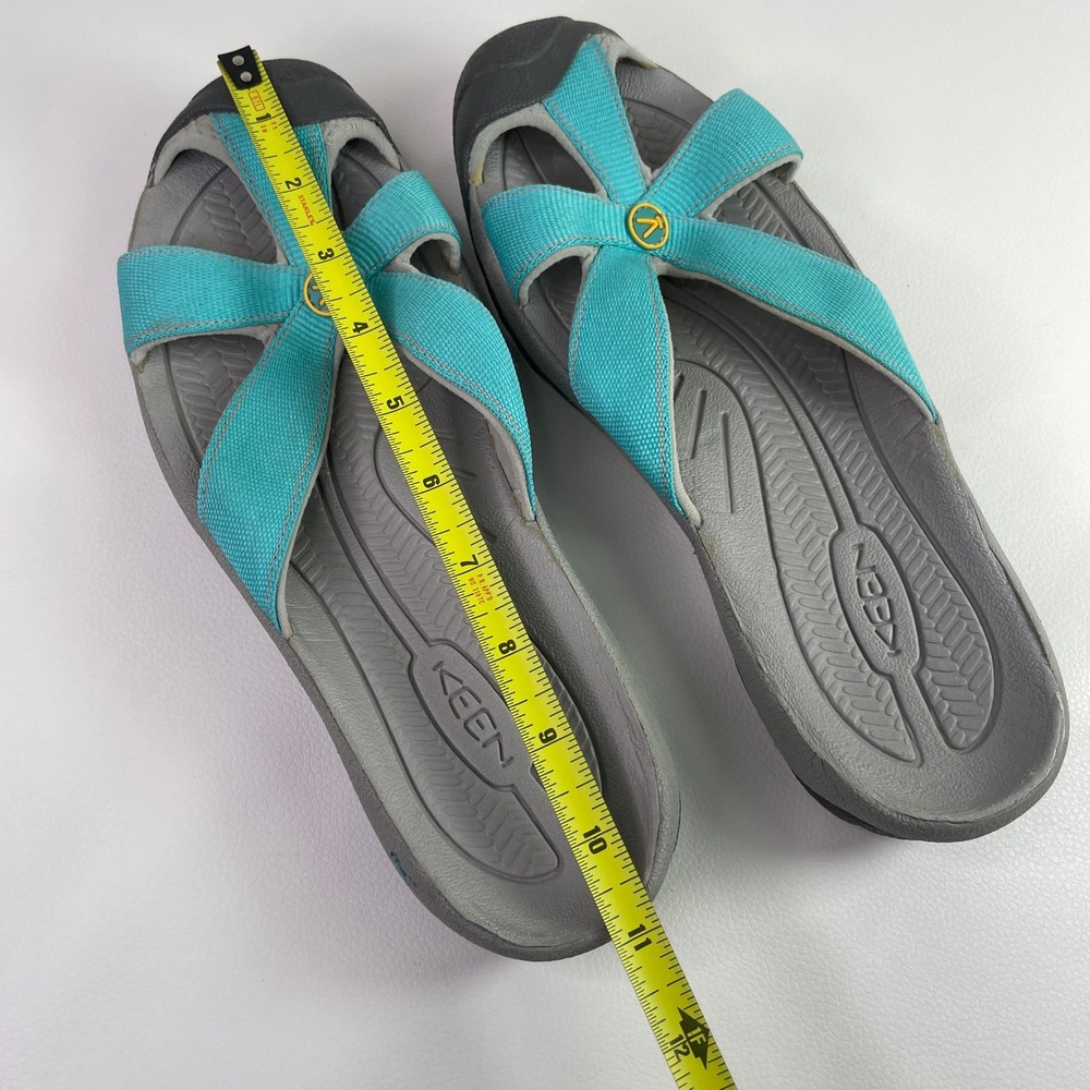 Keen Bali Teal Blue Grey Slide Sandals Womens 9.5 Lichen Water Toe Guard 1010987 - Picture 3 of 8